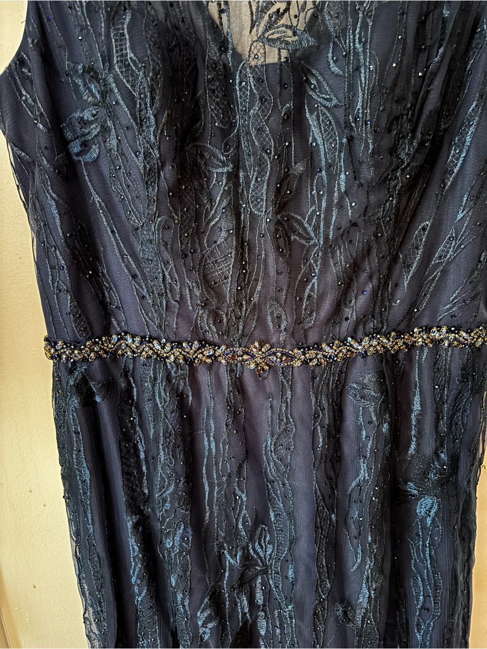 Cameron Blake 221685 Mother of the Bride dress Navy Lace Sparkle Size 16 - Picture 3 of 6
